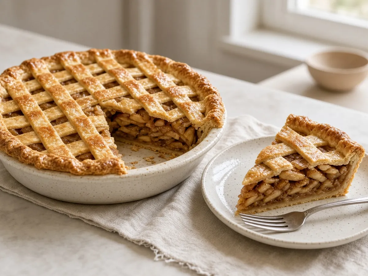 Classic Apple Pie: A double-crust apple pie with lightly spiced, tender apples in a flaky all-butter crust.