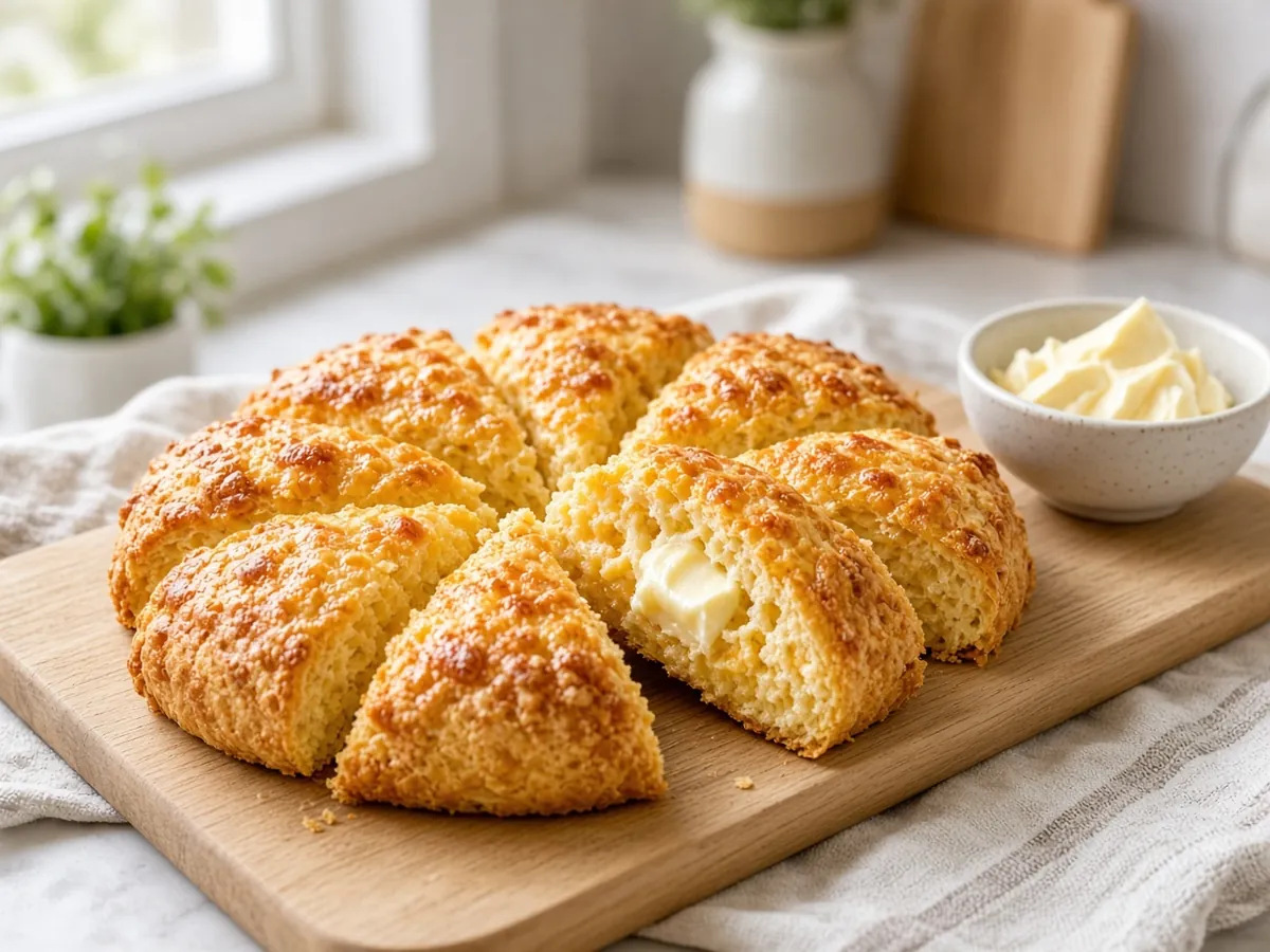 Cheddar Chive Scones: Tender, flaky savory scones packed with sharp cheddar and fresh chives.