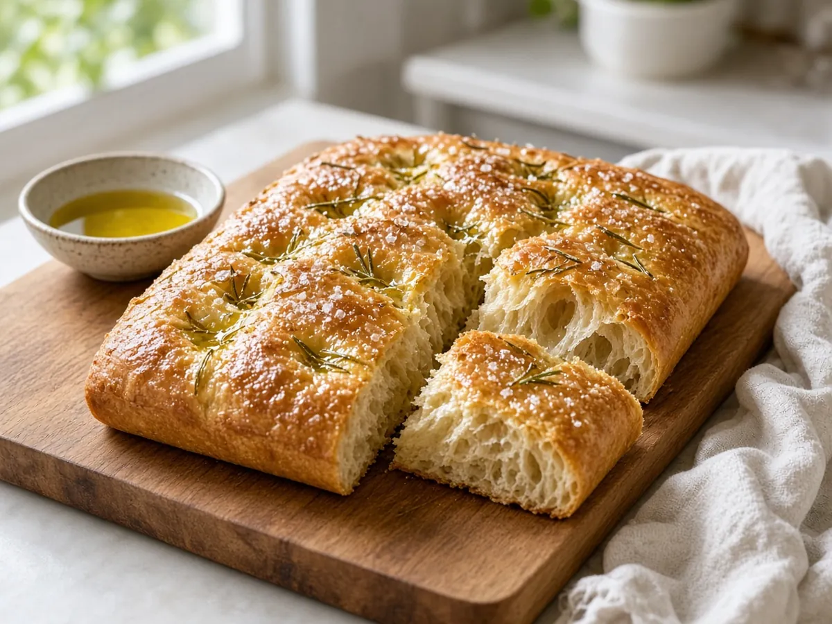 Easy Focaccia: A high-hydration, no-knead focaccia with a crisp olive-oil bottom and airy, dimpled top.