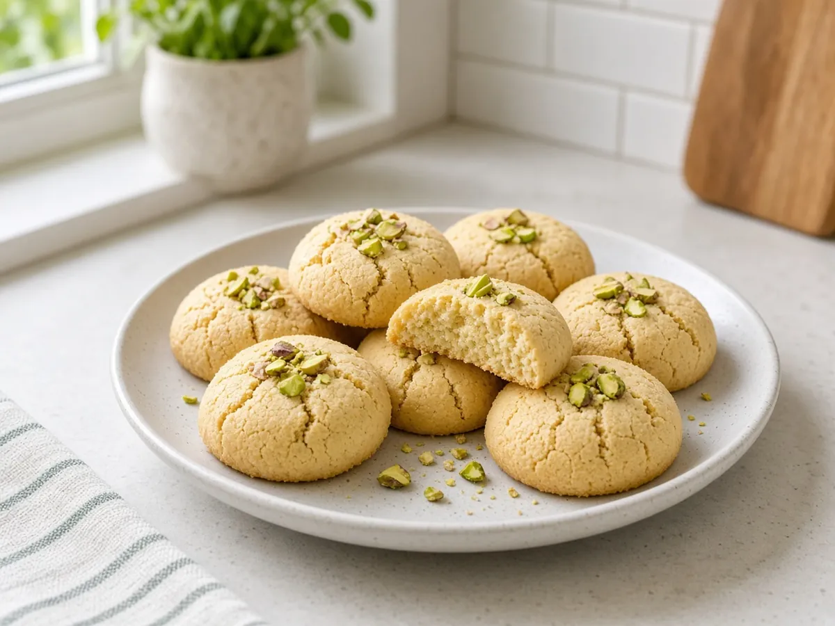 Nankhatai: Crumbly, cardamom-scented Indian shortbread cookies with a classic crackled top.