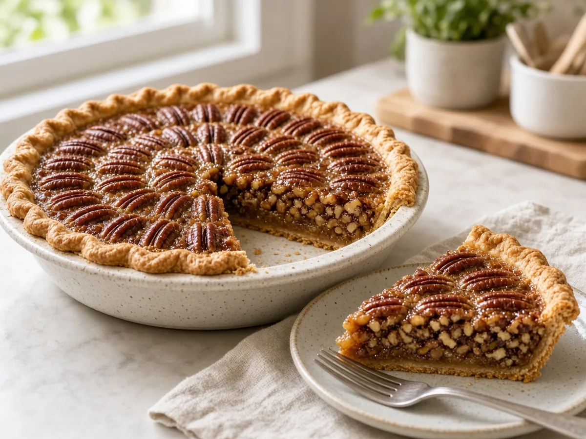 Pecan Pie: A gooey, caramel-like filling loaded with pecans in a flaky crust.